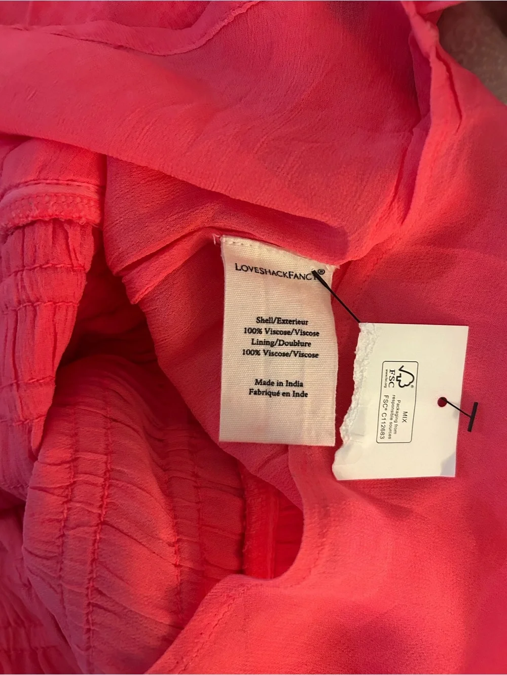 Love Shack Fancy Vibrant Pink Ruffled Tiered Mini Dress - Picture 7 of 8